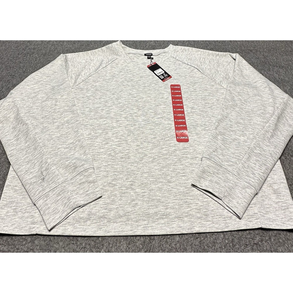 Express Shirt Womens XLarge Light Gray Long Sleeve Pullover Top Soft Stretch New